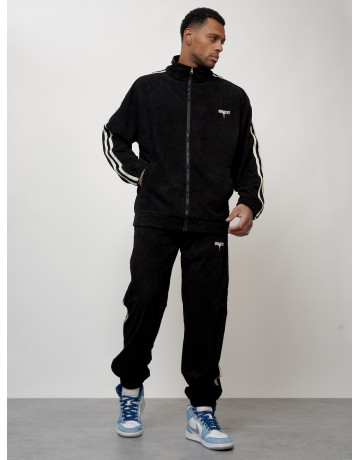 Мужской спортивный костюм из микровельвета, чёрный, для спорта в Тюмени