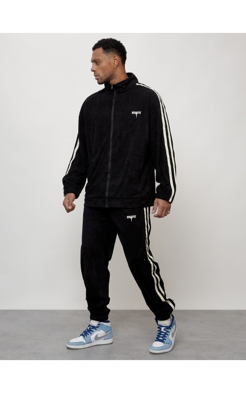 Мужской спортивный костюм из микровельвета, чёрный, для спорта в Тюмени