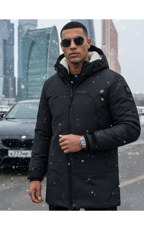 Зимняя мужская парка с капюшоном, чёрная, для активного отдыха в Тюмени
