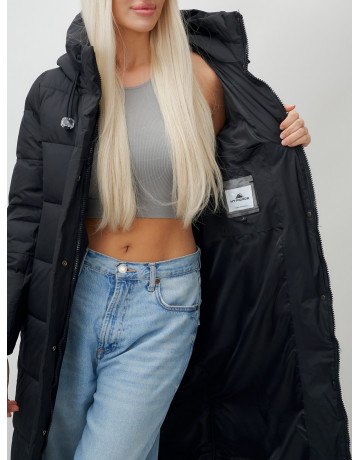 Длинный зимний пуховик с капюшоном для женщин