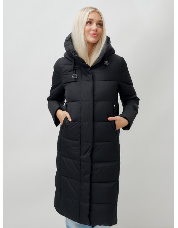Длинный зимний пуховик с капюшоном для женщин