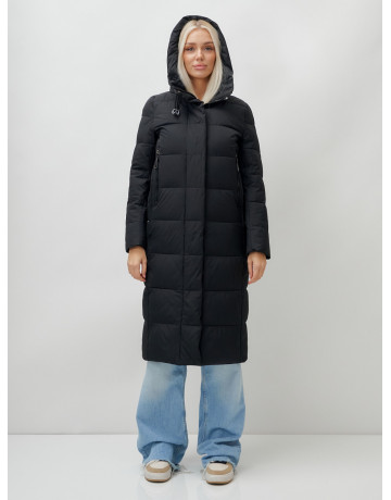 Длинный зимний пуховик с капюшоном для женщин