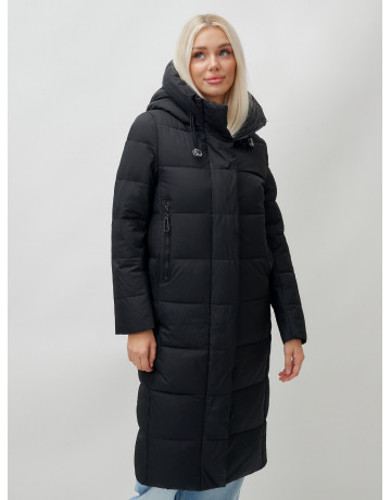 Длинный зимний пуховик с капюшоном для женщин