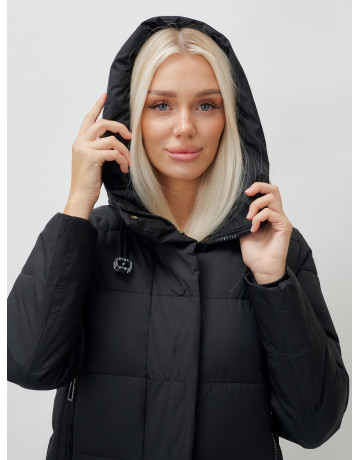 Длинный зимний пуховик с капюшоном для женщин