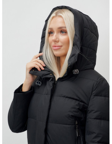 Длинный зимний пуховик с капюшоном для женщин