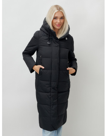 Длинный зимний пуховик с капюшоном для женщин