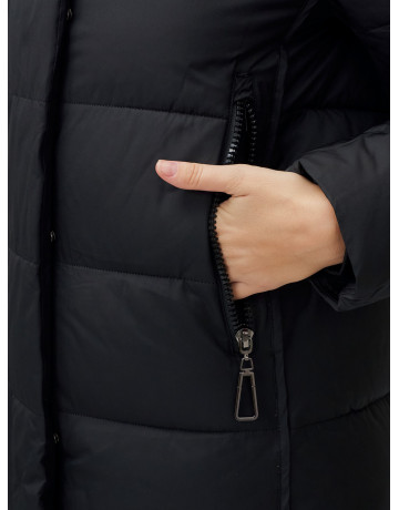 Длинный зимний пуховик с капюшоном для женщин