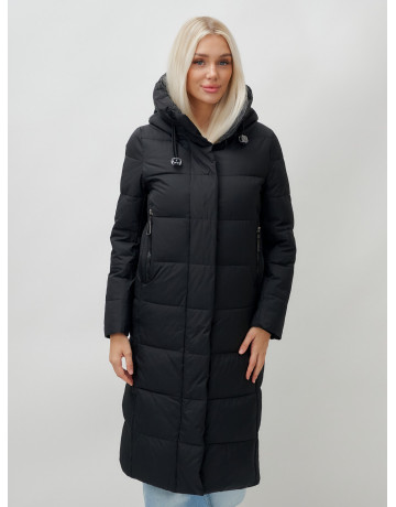 Длинный зимний пуховик с капюшоном для женщин
