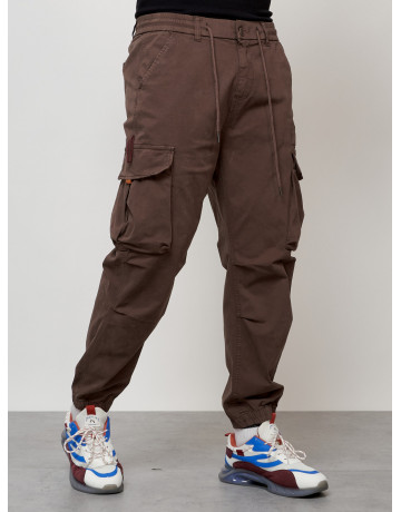 Мужские брюки карго с накладными карманами, коричневые в Тюмени