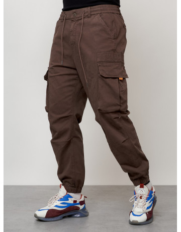 Мужские брюки карго с накладными карманами, коричневые в Тюмени
