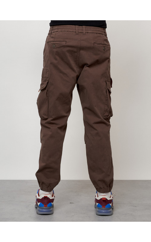 Мужские брюки карго с накладными карманами, коричневые в Тюмени