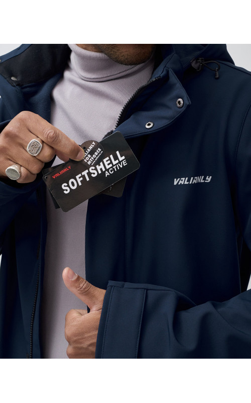 Мужская спортивная парка с капюшоном softshell, тёмно-синяя в Тюмени