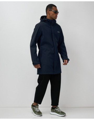 Мужская спортивная парка с капюшоном softshell, тёмно-синяя в Тюмени