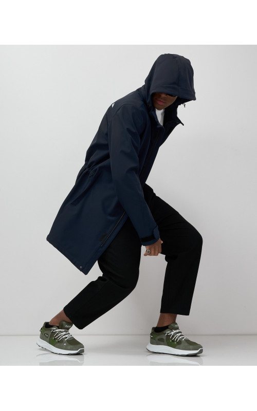 Мужская спортивная парка с капюшоном softshell, тёмно-синяя в Тюмени