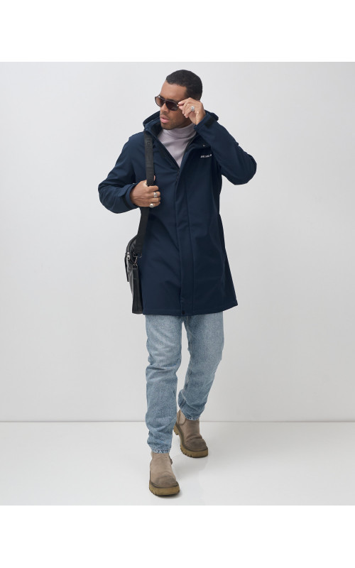 Мужская спортивная парка с капюшоном softshell, тёмно-синяя в Тюмени