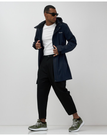Мужская спортивная парка с капюшоном softshell, тёмно-синяя в Тюмени