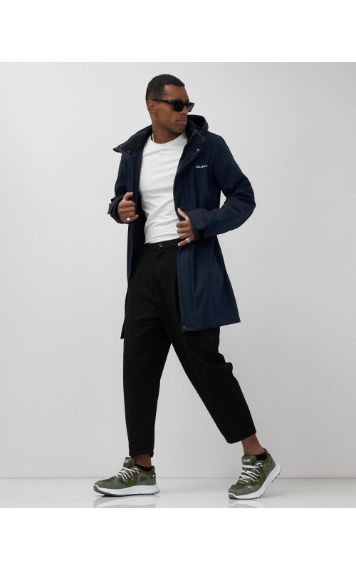 Мужская спортивная парка с капюшоном softshell, тёмно-синяя в Тюмени