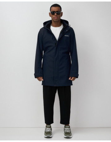Мужская спортивная парка с капюшоном softshell, тёмно-синяя в Тюмени