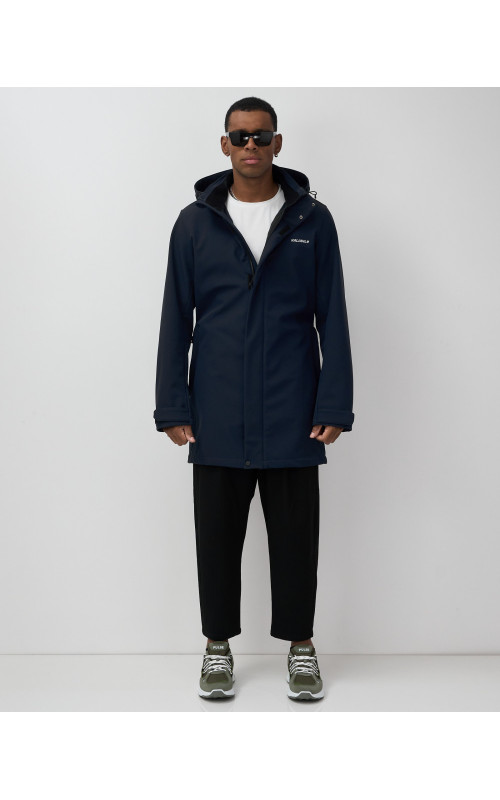 Мужская спортивная парка с капюшоном softshell, тёмно-синяя в Тюмени