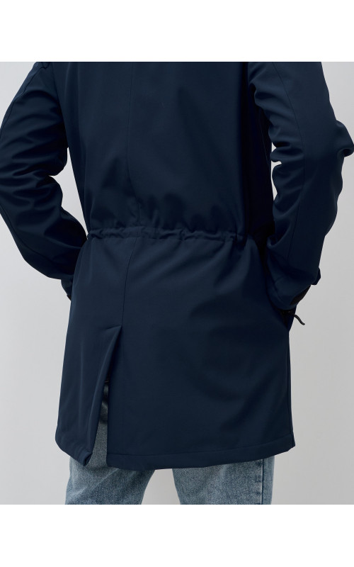 Мужская спортивная парка с капюшоном softshell, тёмно-синяя в Тюмени