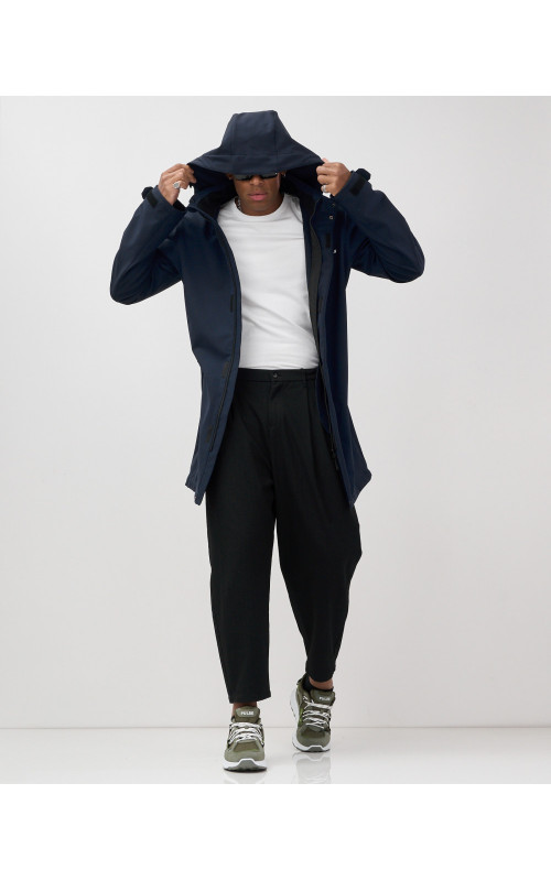 Мужская спортивная парка с капюшоном softshell, тёмно-синяя в Тюмени