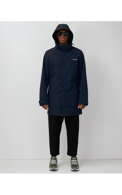 Мужская спортивная парка с капюшоном softshell, тёмно-синяя в Тюмени