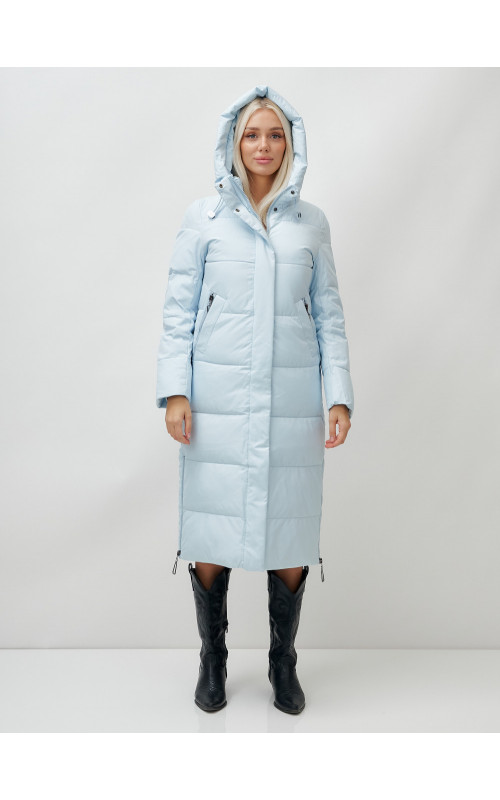 Длинный зимний пуховик с капюшоном для женщин