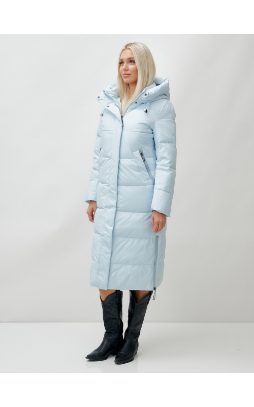 Длинный зимний пуховик с капюшоном для женщин