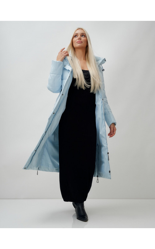 Длинный зимний пуховик с капюшоном для женщин