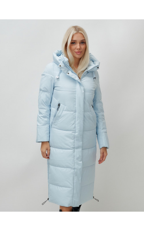 Длинный зимний пуховик с капюшоном для женщин