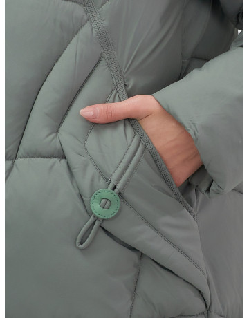 Длинный женский пуховик с капюшоном