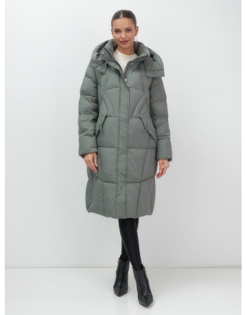 Длинный женский пуховик с капюшоном