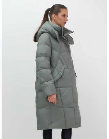Длинный женский пуховик с капюшоном