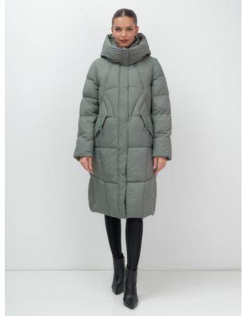 Длинный женский пуховик с капюшоном