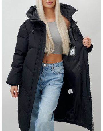 Длинный зимний пуховик с капюшоном для женщин