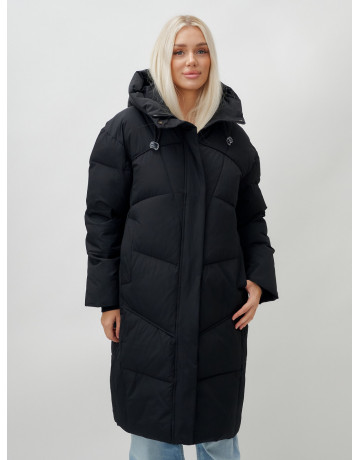 Длинный зимний пуховик с капюшоном для женщин
