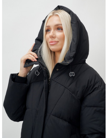 Длинный зимний пуховик с капюшоном для женщин
