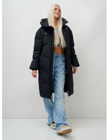 Длинный зимний пуховик с капюшоном для женщин
