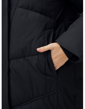 Длинный зимний пуховик с капюшоном для женщин