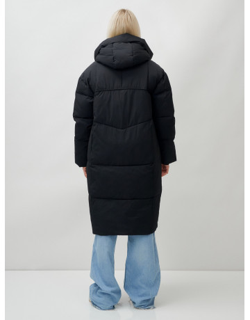 Длинный зимний пуховик с капюшоном для женщин