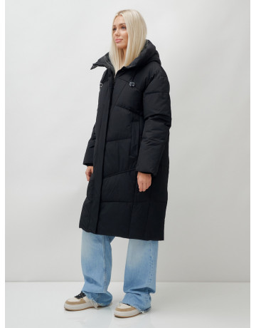 Длинный зимний пуховик с капюшоном для женщин