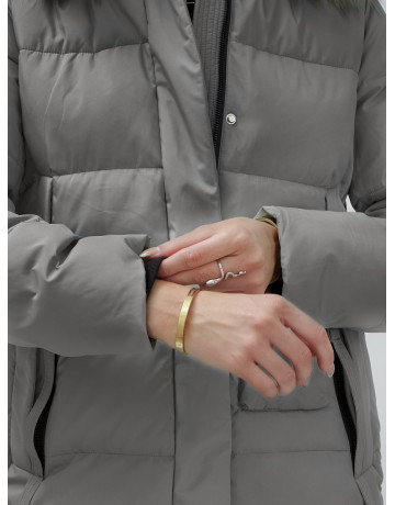 Пуховик женский зимний с мехом енота премиум-класса, серый. в Тюмени