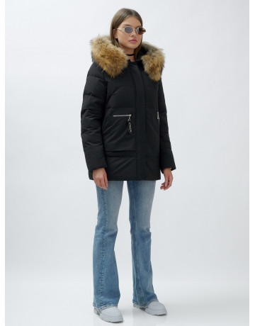 Зимняя женская куртка премиум-класса с натуральной опушкой енота.