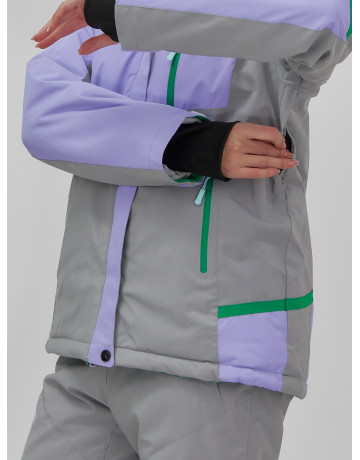 Женская горнолыжная куртка с ярким принтом цвет сиреневый