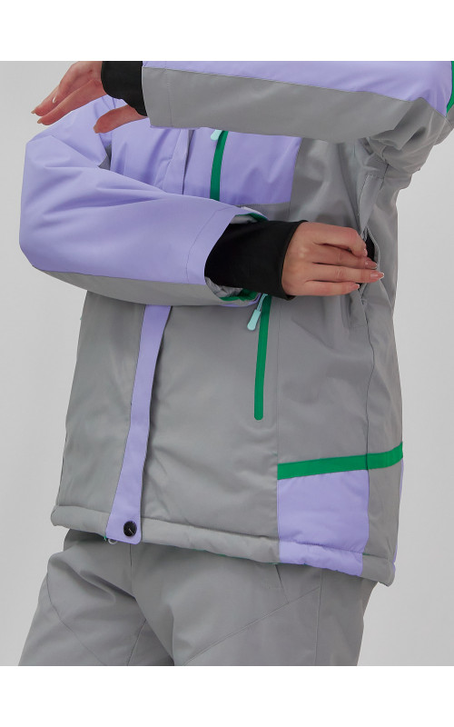 Женская горнолыжная куртка с ярким принтом цвет сиреневый