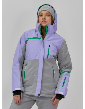 Женская горнолыжная куртка с ярким принтом цвет сиреневый