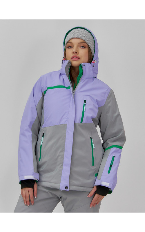 Женская горнолыжная куртка с ярким принтом цвет сиреневый