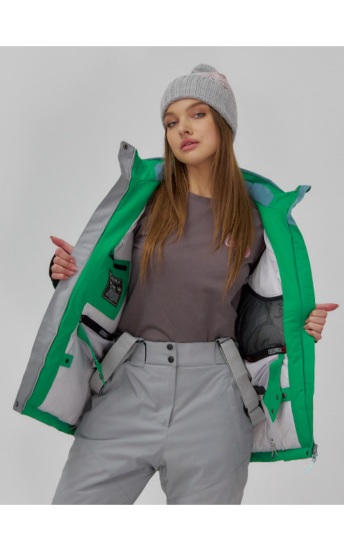 Женская горнолыжная куртка с ярким принтом цвет сиреневый