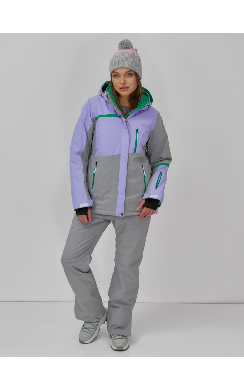 Женская горнолыжная куртка с ярким принтом цвет сиреневый