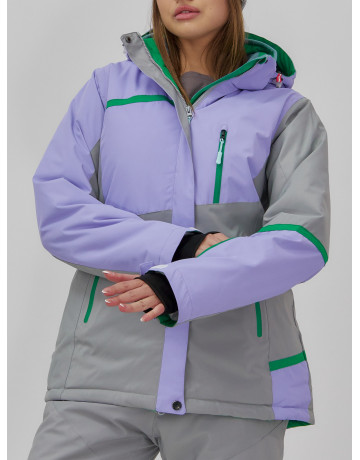 Женская горнолыжная куртка с ярким принтом цвет сиреневый